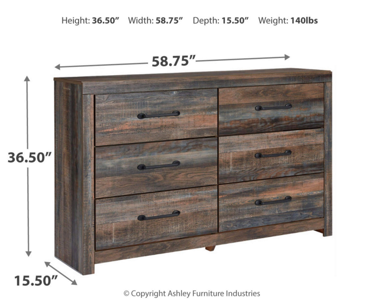 Design by Ashley Drystan Rustic Industrial 6 Drawer Dresser,