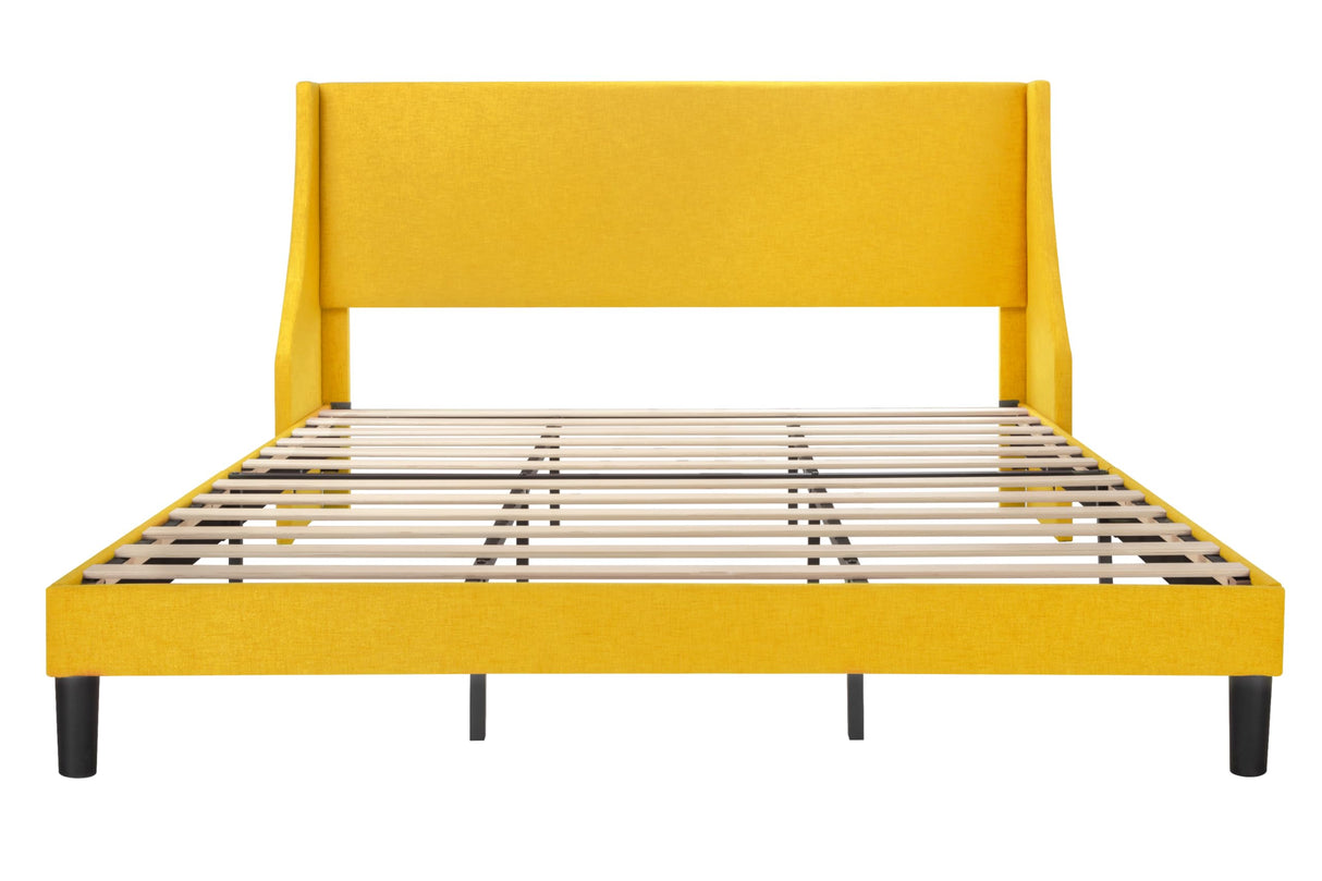 King Size Bed Frame, Platform Bed Frame with Upholstered Headboard, Modern Deluxe Winback,