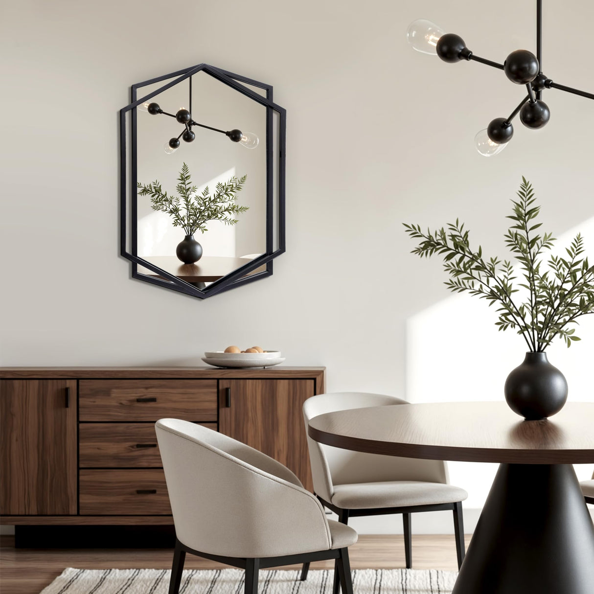 31.8x22 Inch Black Metal Frame Wall Mirror