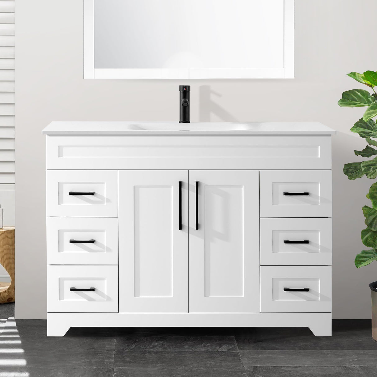 48’’ Bathroom Vanity with Sink,Undermount Ceramic Sink-Modern Bathroom Cabinet