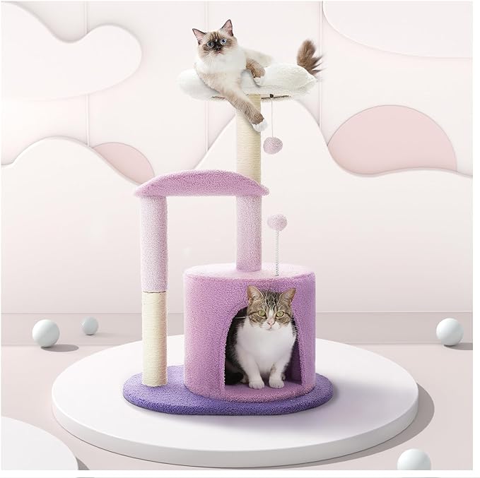 Cat Tree 32 Inches Cactus Cat Tower with Sisal Covered Scratching Post