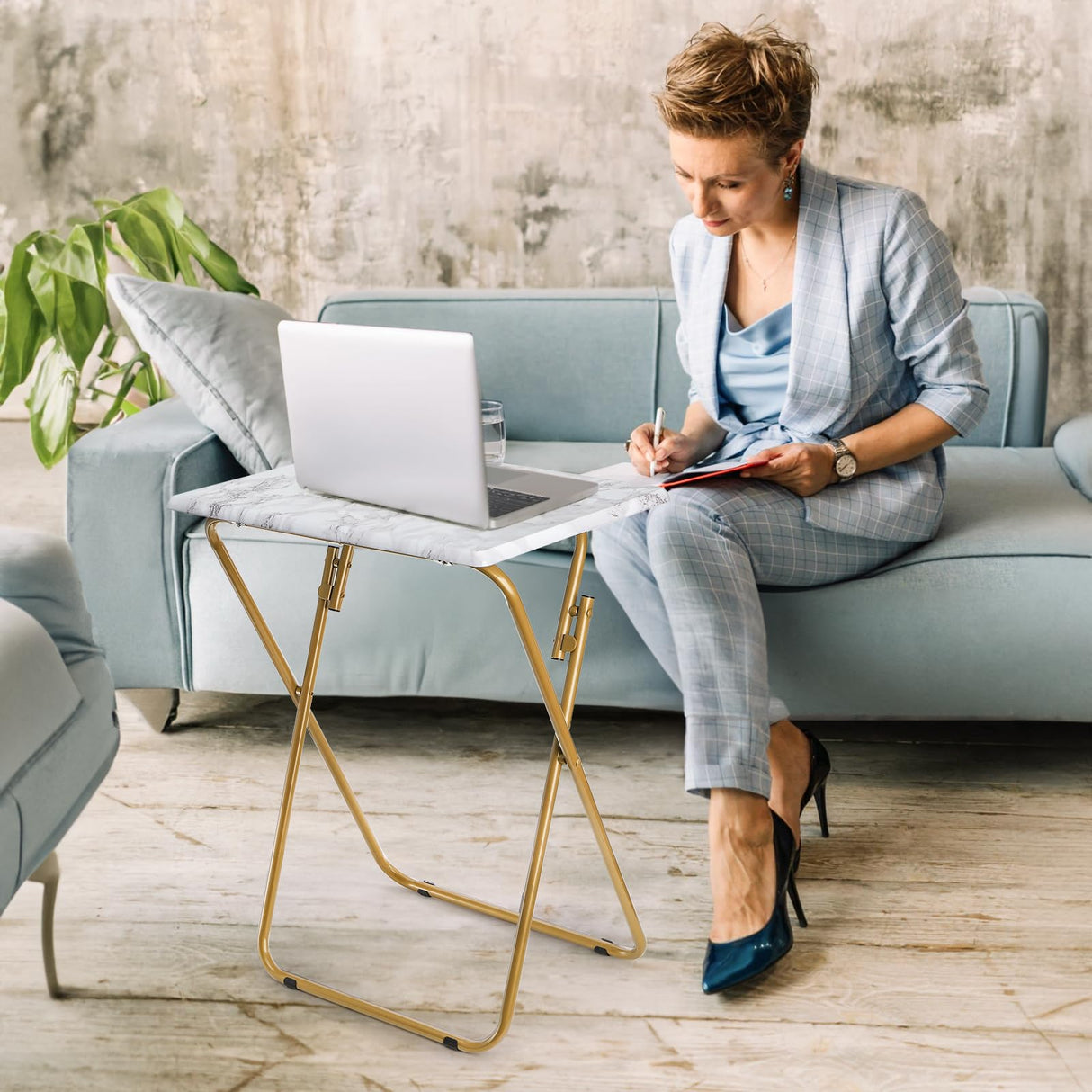 MarbellaFold Marbling Rectangular Folding TV Tray Table