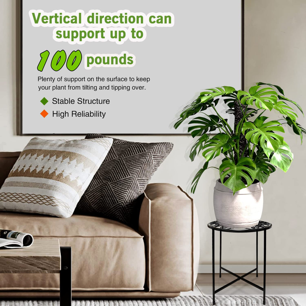 IronBloom 15" Tall Metal Plant Stand – 2 Pack, Round Heavy Duty Pot Holder