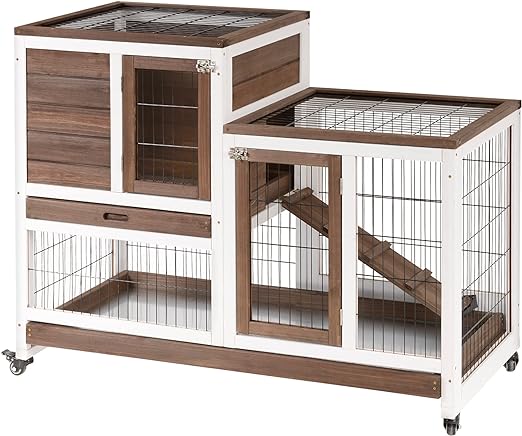 Rabbit Hutch Indoor Outdoor Bunny Cage with Wire-Netting,Large Guinea
