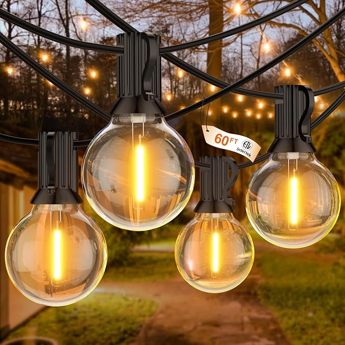 r String Lights, G40 LED Patio Lights with 64pcs Bulbs, Waterproof Shatterproof Dimmable