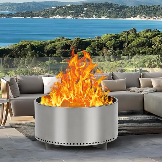 Fire Pit with Air Switch16.5, Wood Burning Portable Stainless Steel Outdoor Firepit
