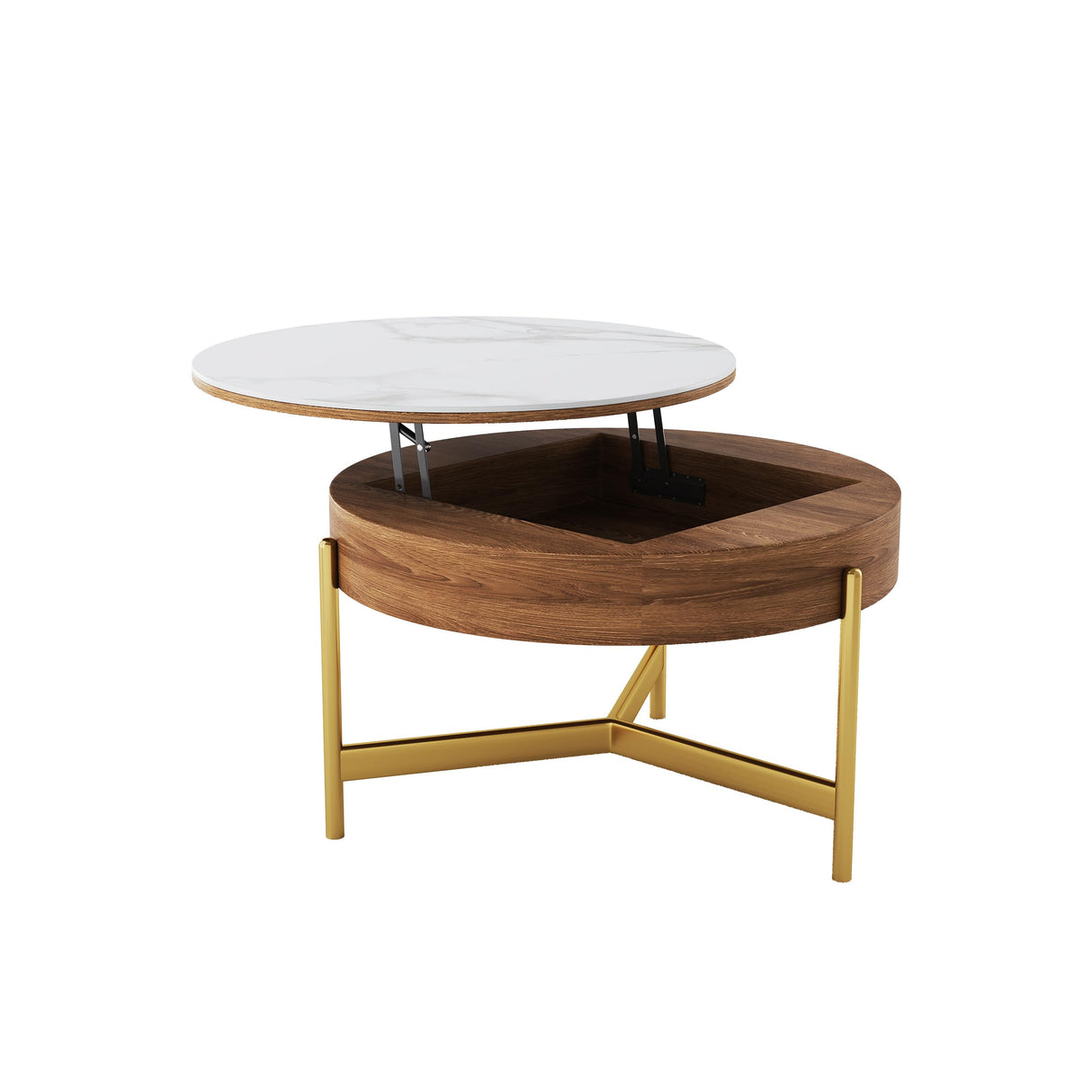 Lift Top Coffee Table, 31.5" Center Table with Storage Shelves and Hidden