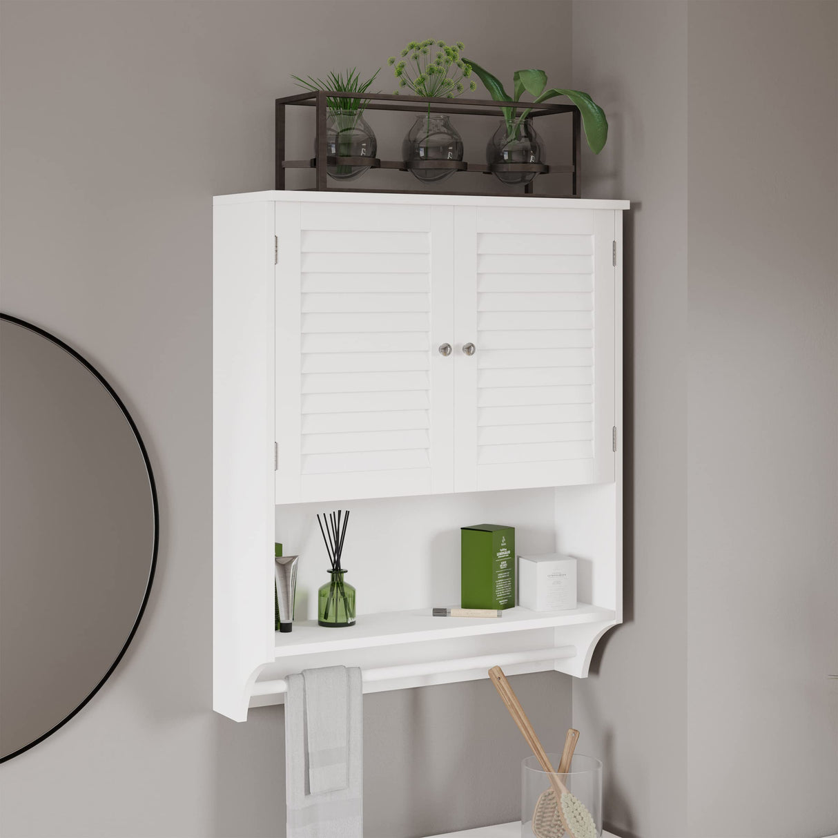 Wall-Mounted Bathroom Organizer - Medicine Cabinet or Over-the-Toilet Storage