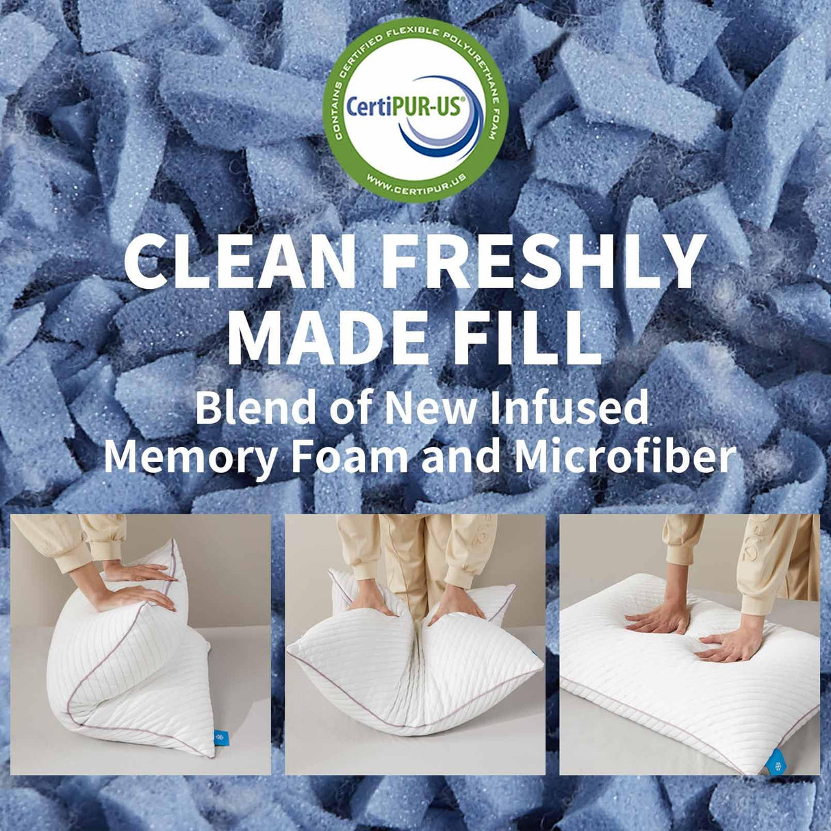 Pillows Queen Size Set of 2 Cooling Shredded Memory Foam Pillows for Bed