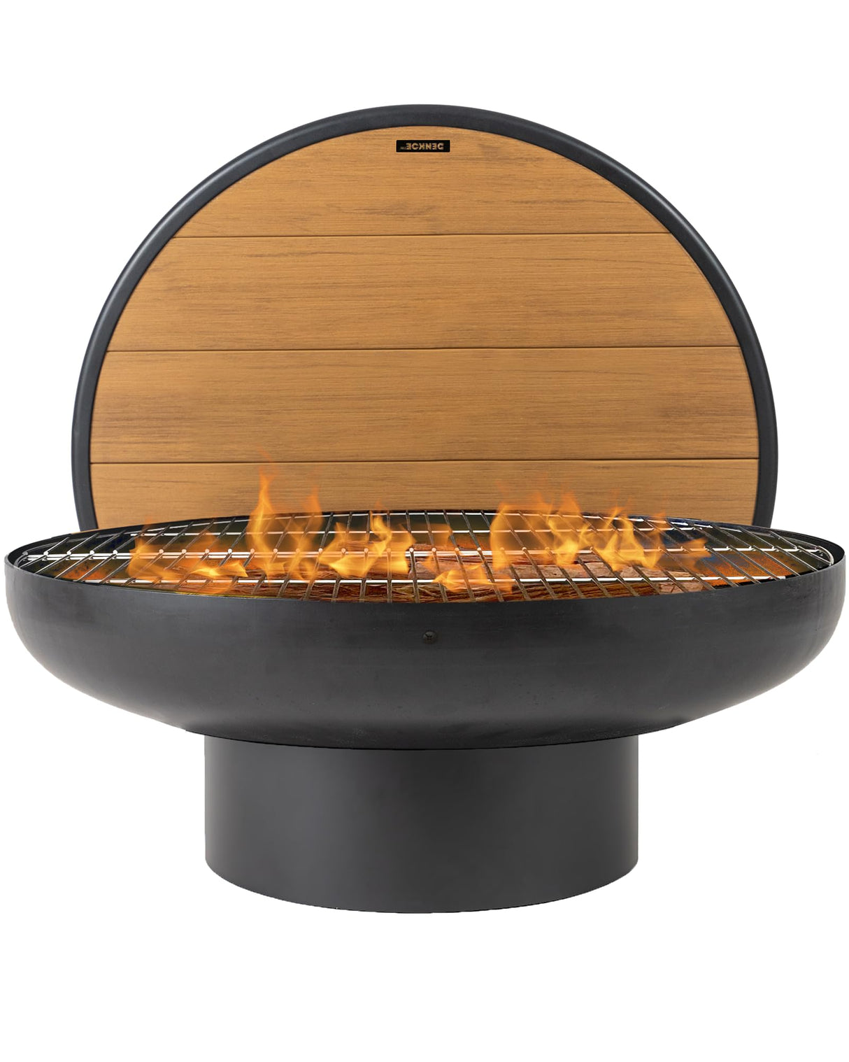 32 Inch Cast Iron, Round Fire Pit Table with Fire Pit Grill, Extra Thick, Heavy Duty Fire Bowl