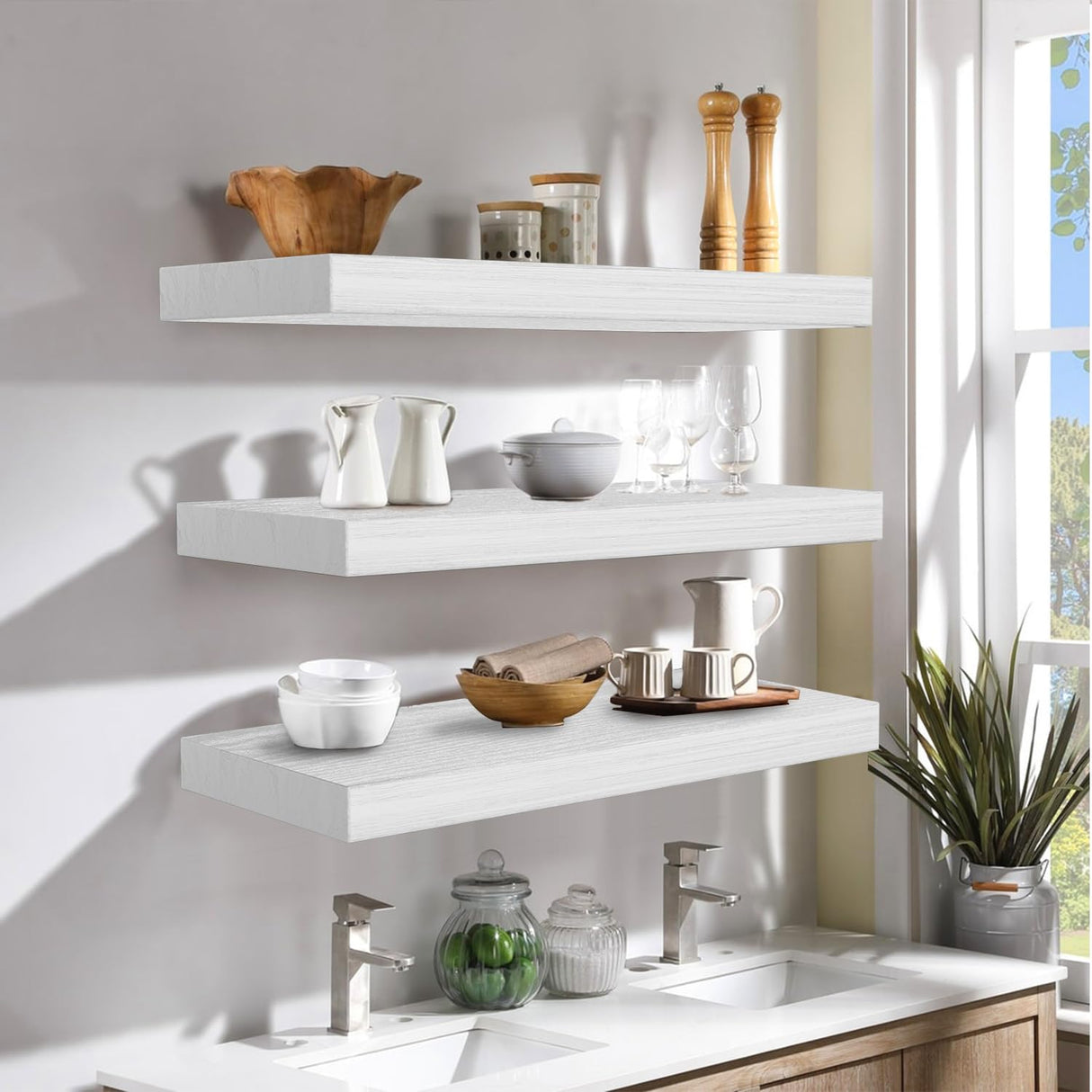 Floating Shelves Set of 3,Wall Shelves for Bedroom, Bathroom, Kitchen, Living Room