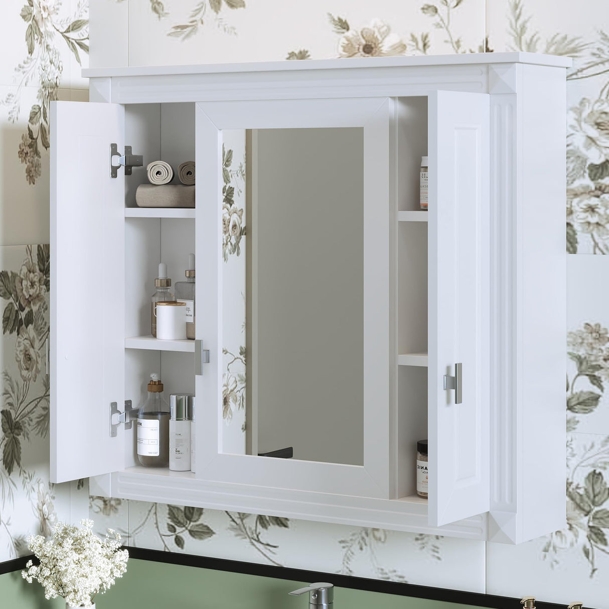 Wall Mounted Bathroom Medicine Cabinet with Mirror, Bathroom Wall Cabinet