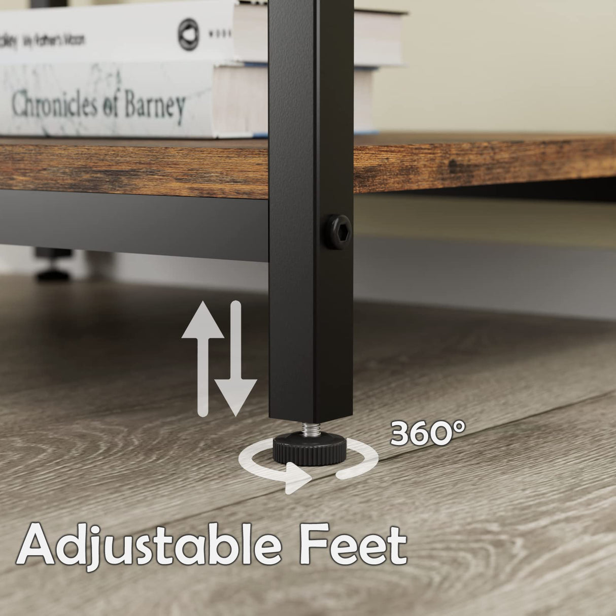 Nightstands Set of 2, Industrial End Table with Fabric Drawer and Storage Shelf