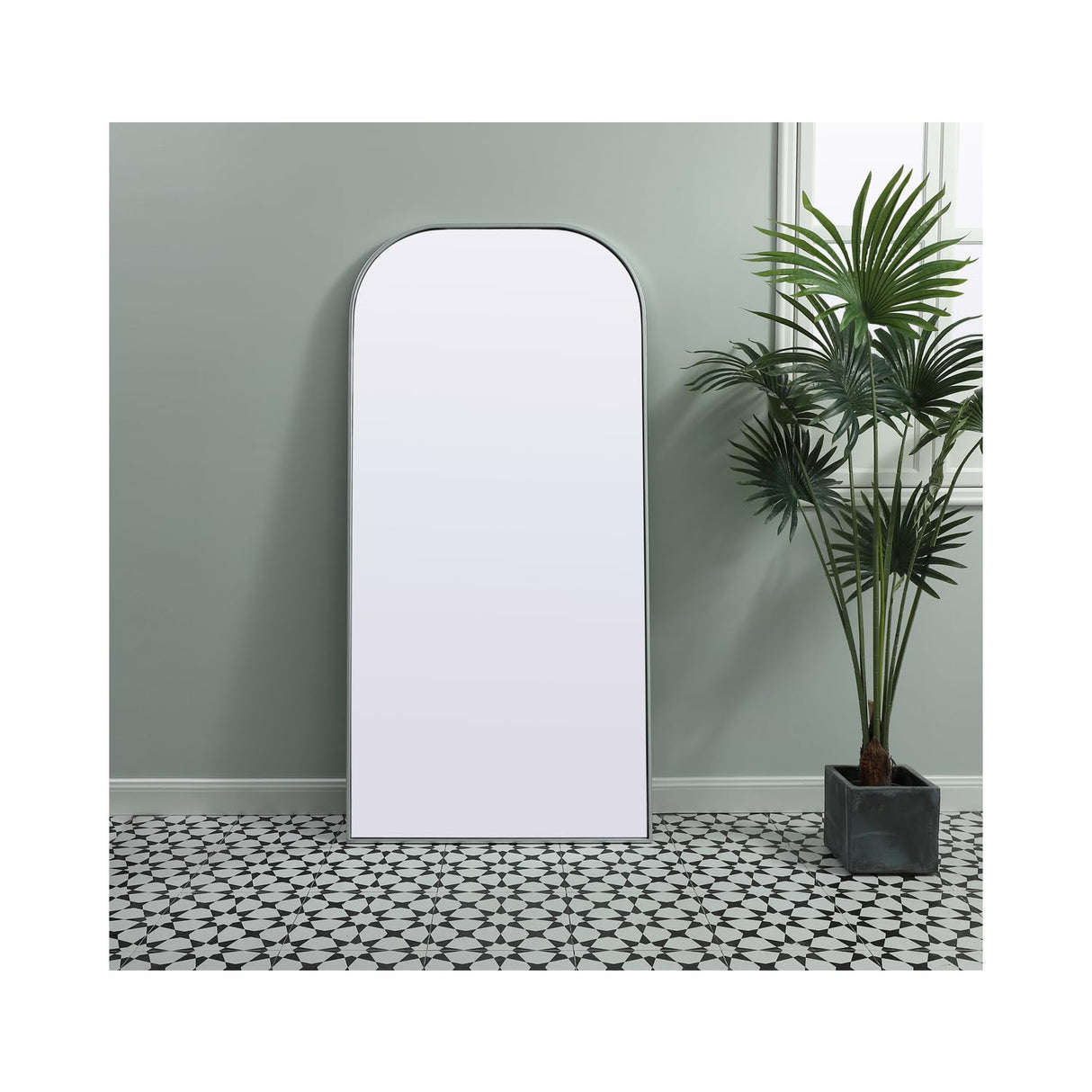 Blaire Arch Modern Wood/Iron Full Length Mirror in Black