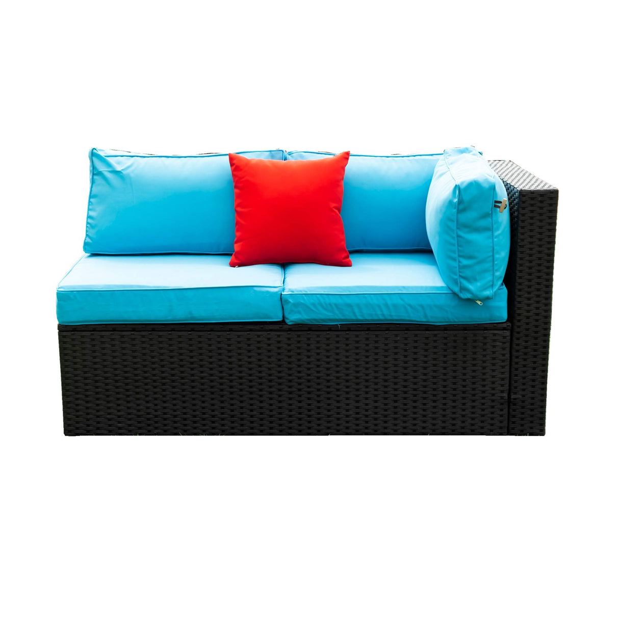 5 Pieces PE Rattan Sectional Outdoor Furniture Set with Cushions and Pillows