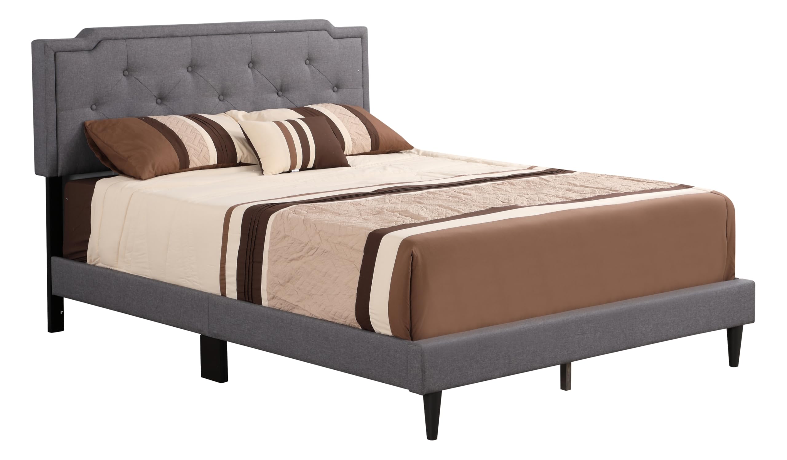 Stylish Casual Gray Queen Bed Frame, Comfortable Design