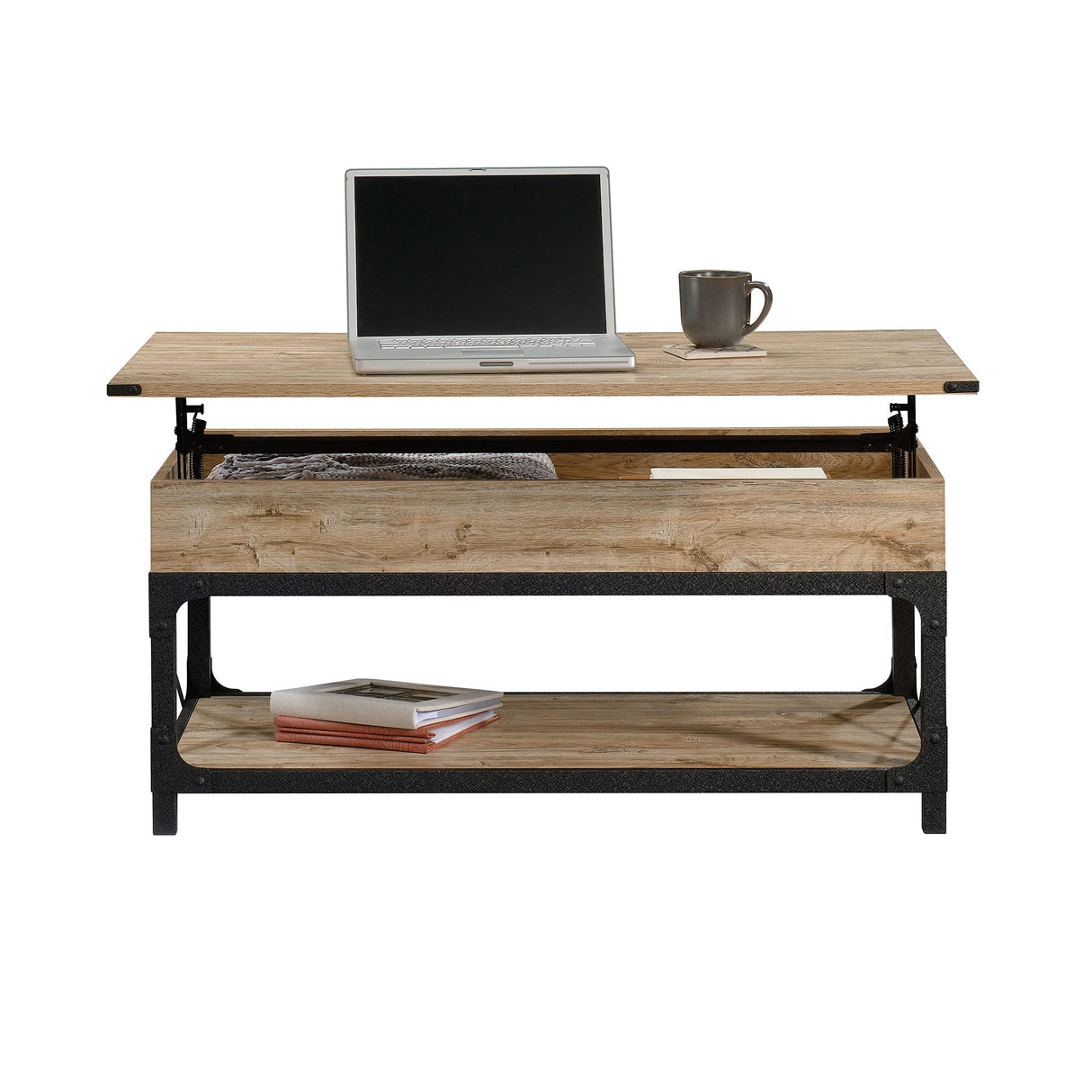 Steel River Lift-top Coffee Table, L: 41.30" x W: 22.32" x H: 18.58", Milled Mesquite Finish