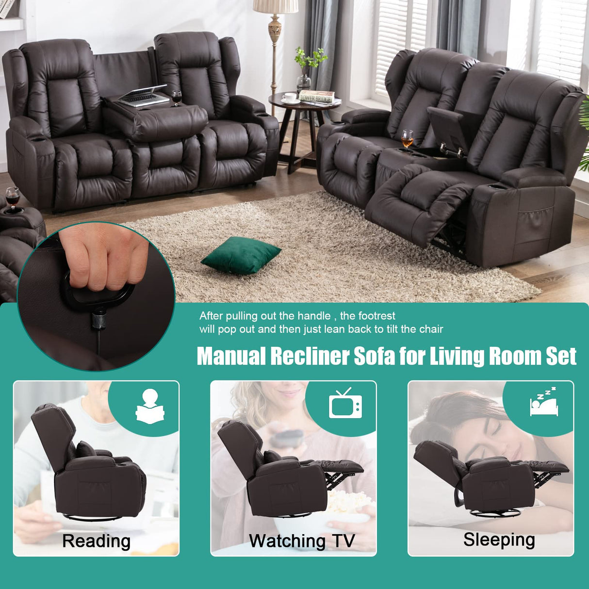 RV Loveseat Recliner Sofa - RV Manual Recliner Loveseat