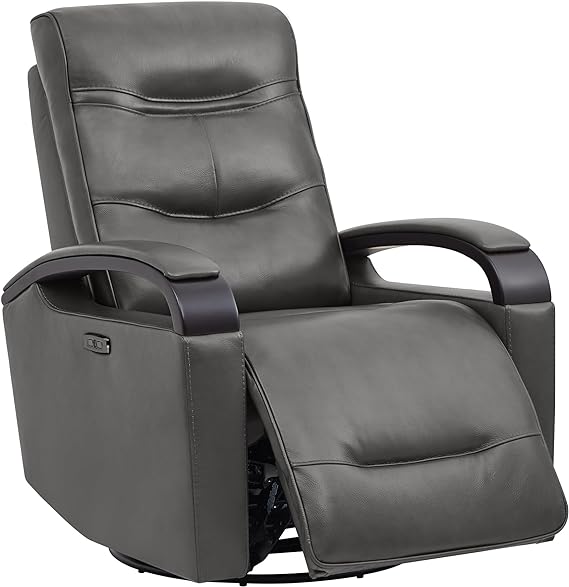 Chita LuxeGlide Genuine Leather Swivel Rocker Recliner with USB & Power Headrest