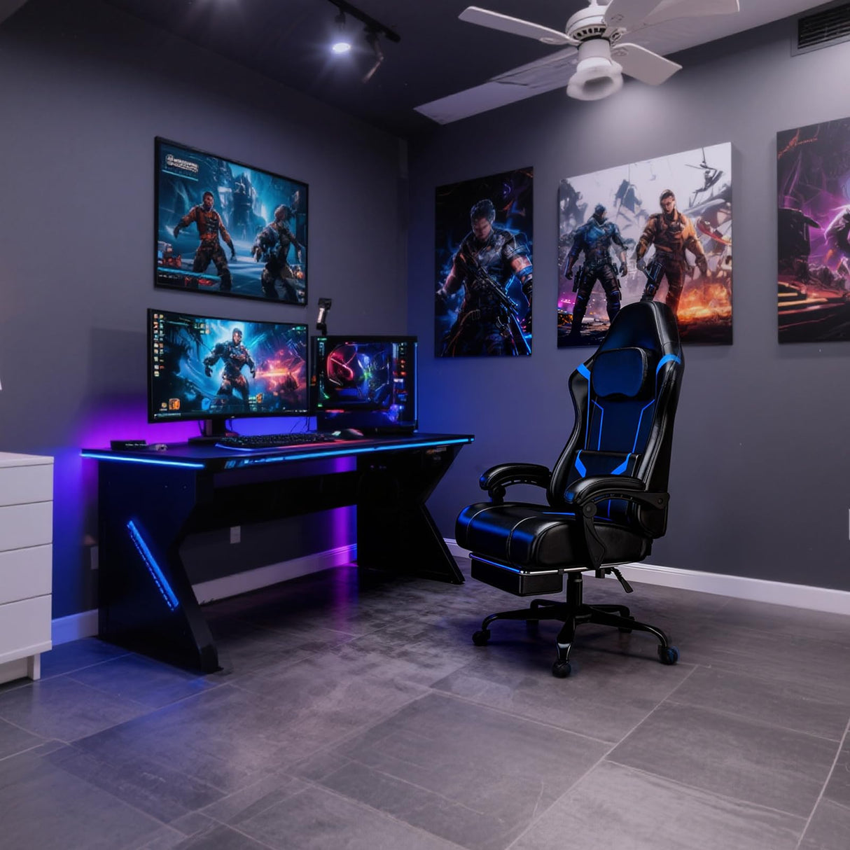 Ergonomic Gaming Chair with Pocket Spring Cushion & Footrest