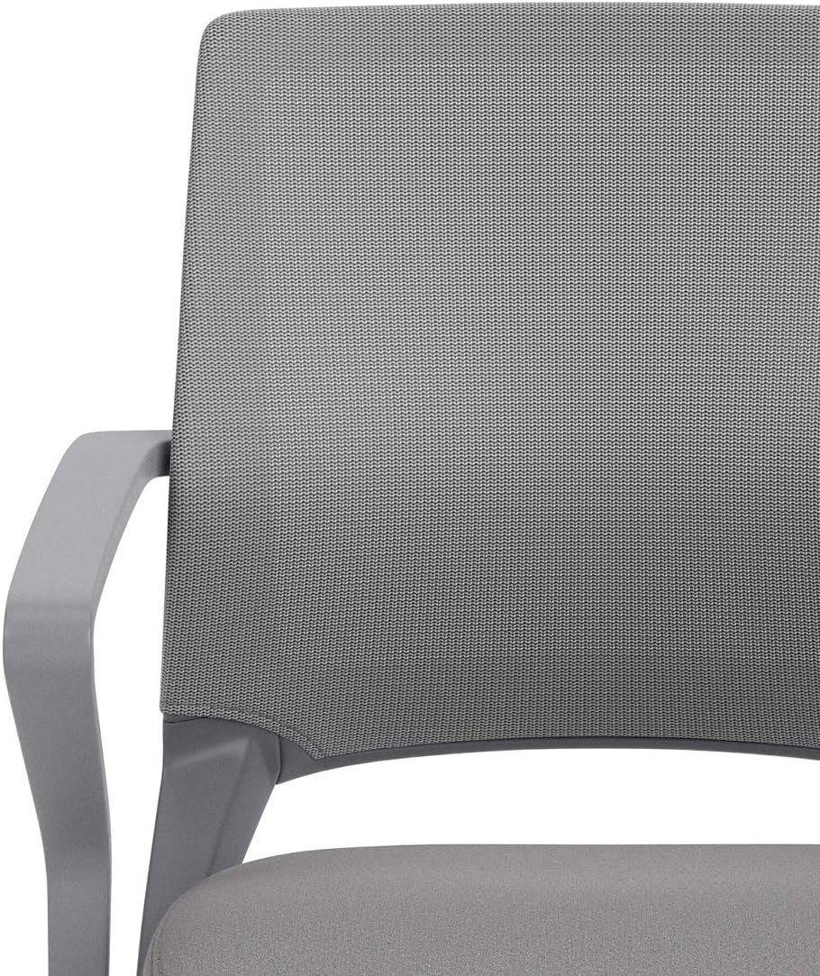 Integrated Fixed Arms and Generous Recline, Built-in Lumbar Support for Compact Home Offices, 5-Star Swivel Base and Grey Frame, Lilac