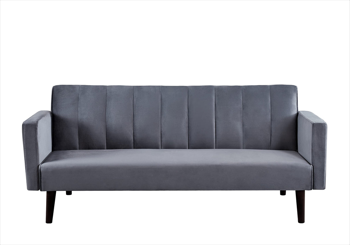 Regal Modern Convertible Full Out Futon Sofa Compact Channel Stitch Velvet Sleeper