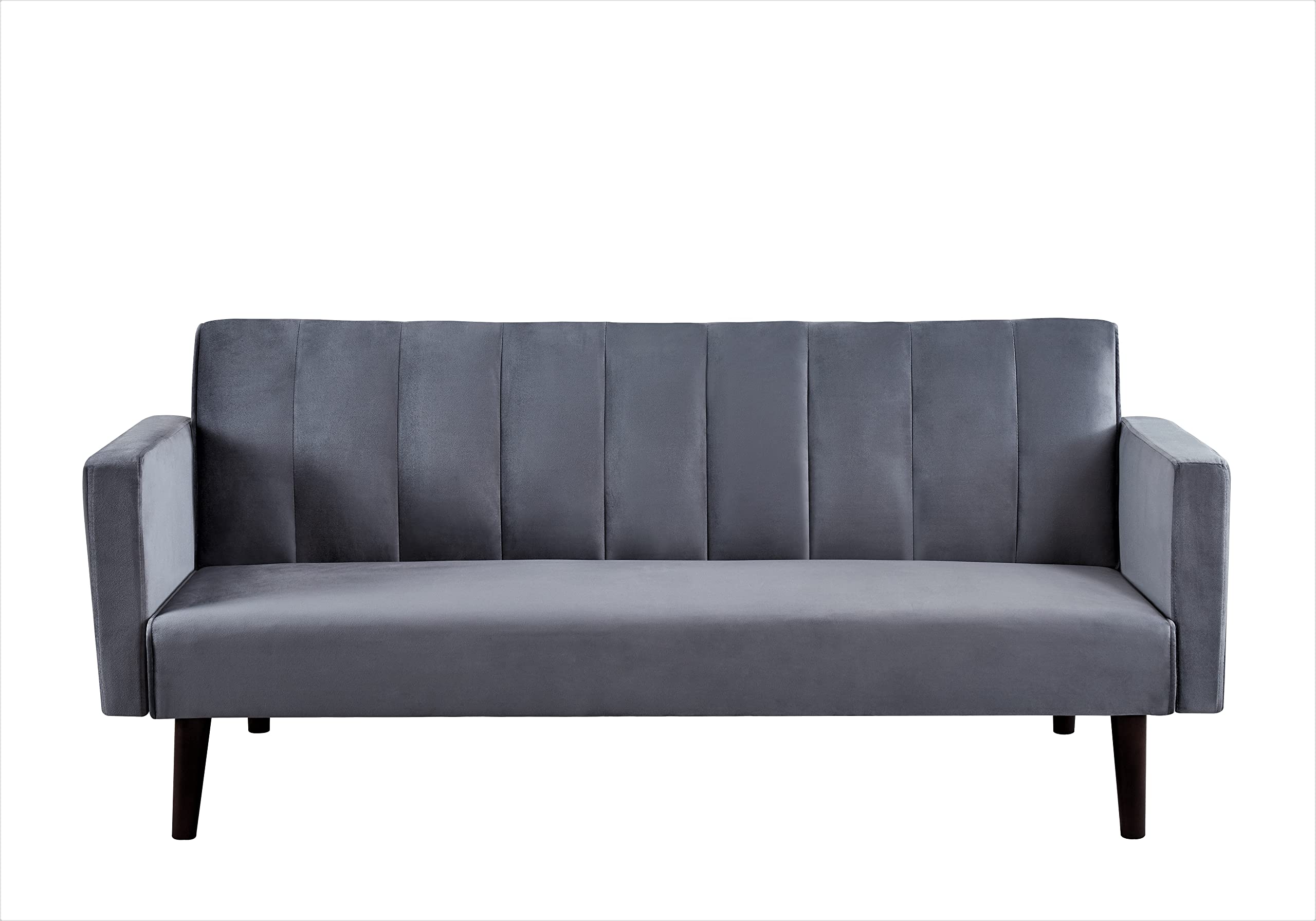 Regal Modern Convertible Full Out Futon Sofa Compact Channel Stitch Velvet Sleeper