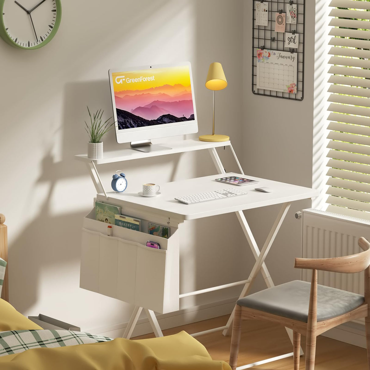 Folding Desk for Small Spaces, 31.5 inch Foldable Table with Storage Bag