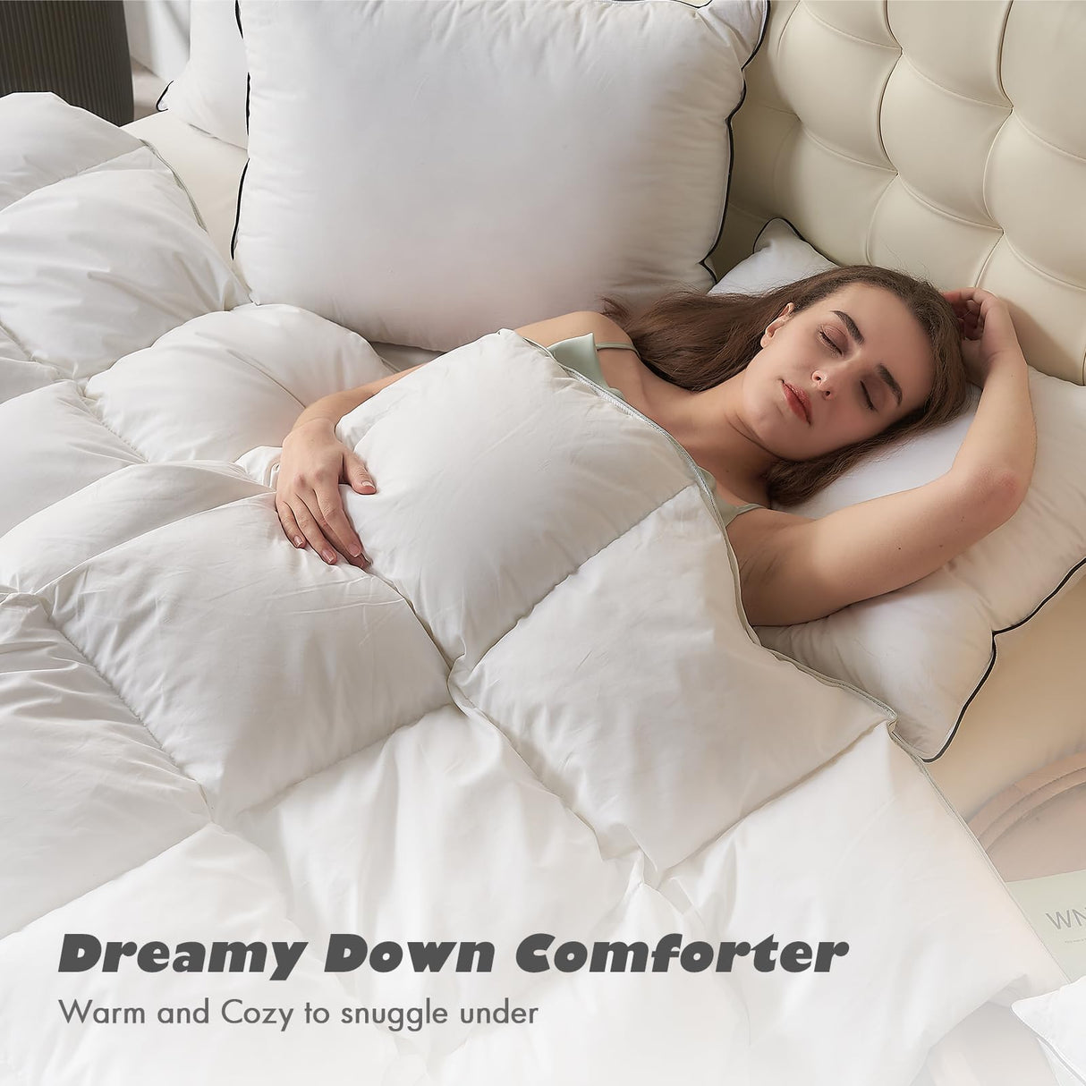 Hotel Collection Feather Down Queen Comforter, Luxury Duvet Insert with Soft Egyptian