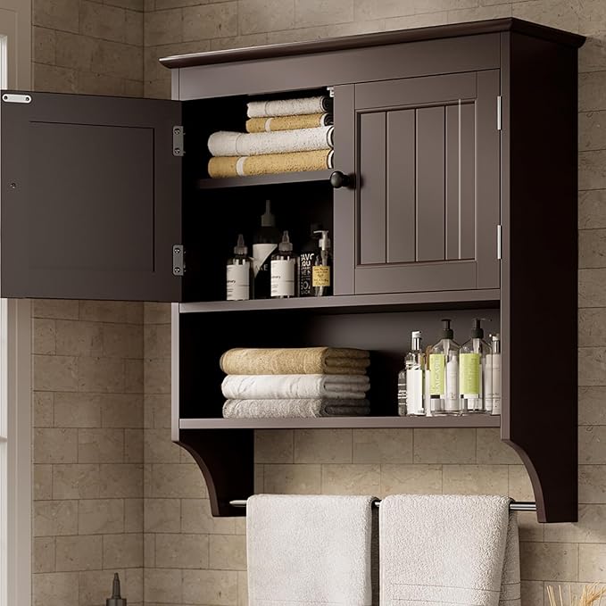 Bathroom Wall Cabinet with Towels Bar, Wall Mounted Medicine Cabinet