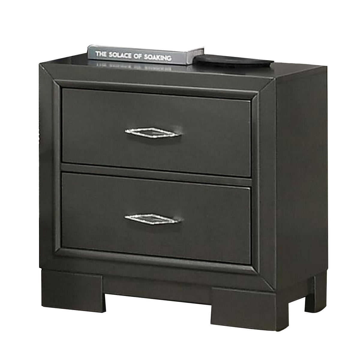 23 Inch Nightstand, 2 Drawers, Bracket Feet