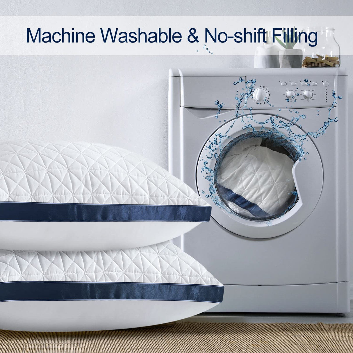 King Size Pillows Set of 2 - Cooling Hotel Luxury Bed Pillows for Sleeping 2 Pack, Supportive Breathable Down Alternative Gusseted Pillow for Side Stomach or Back Sleepers