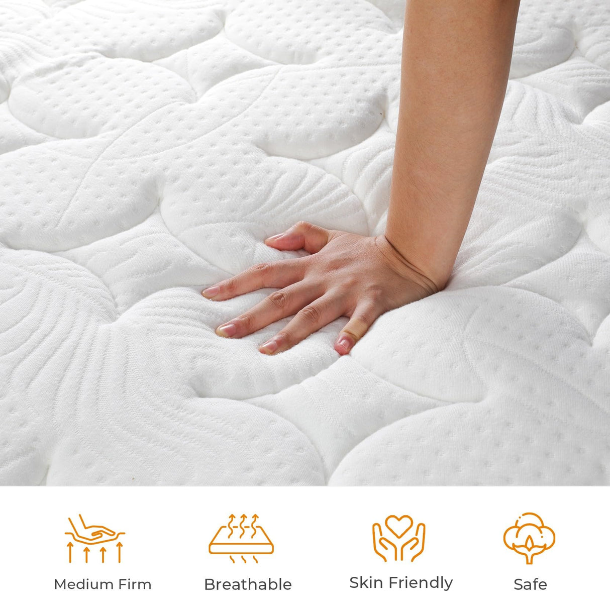 12 Inch King Size Mattress in a Box for Back Pain, Medium Firm Feel Fiberglass Free Hybrid Mattress