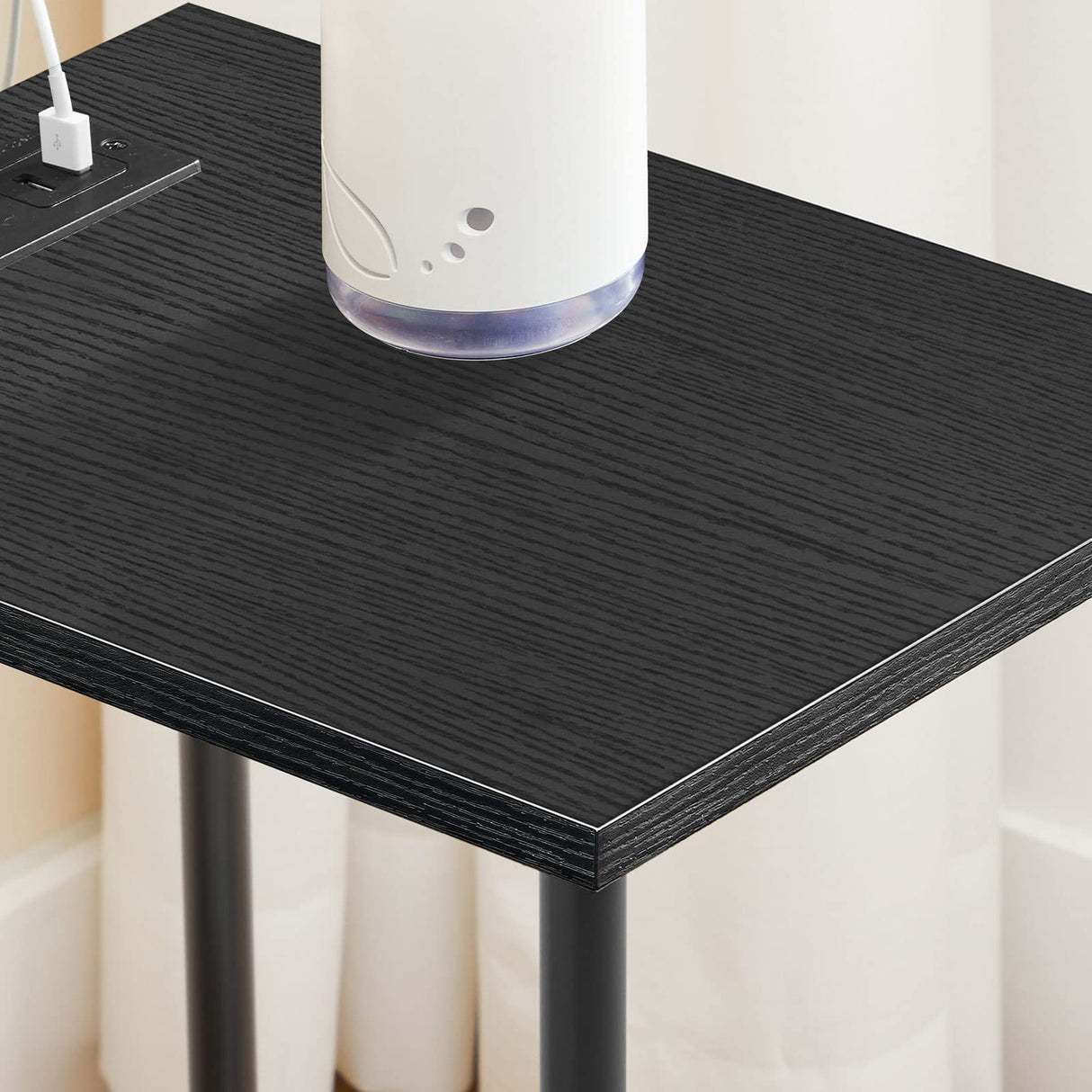 Side Table with Charging Station, End Tables with USB Ports and Outlets, Nightstand with 2