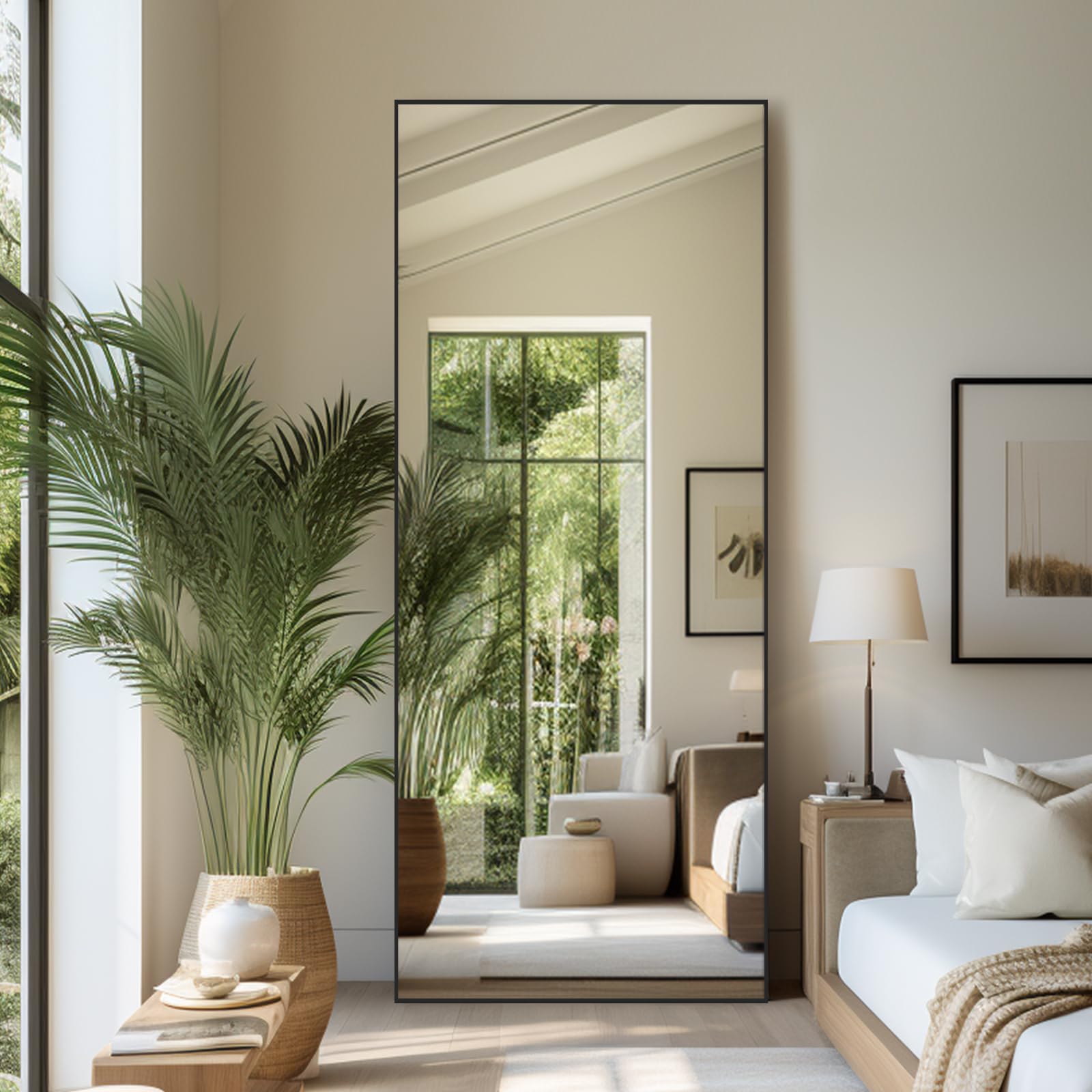 Black Mirror Full Length 71" x 30" Large Leaning Floor Mirror Bedroom Full Body