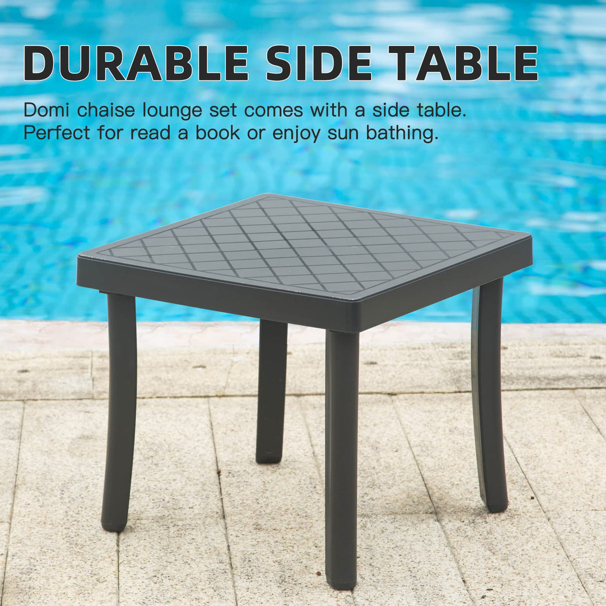 Lounge Chairs, Aluminum Patio Chaise Lounge with Side Table