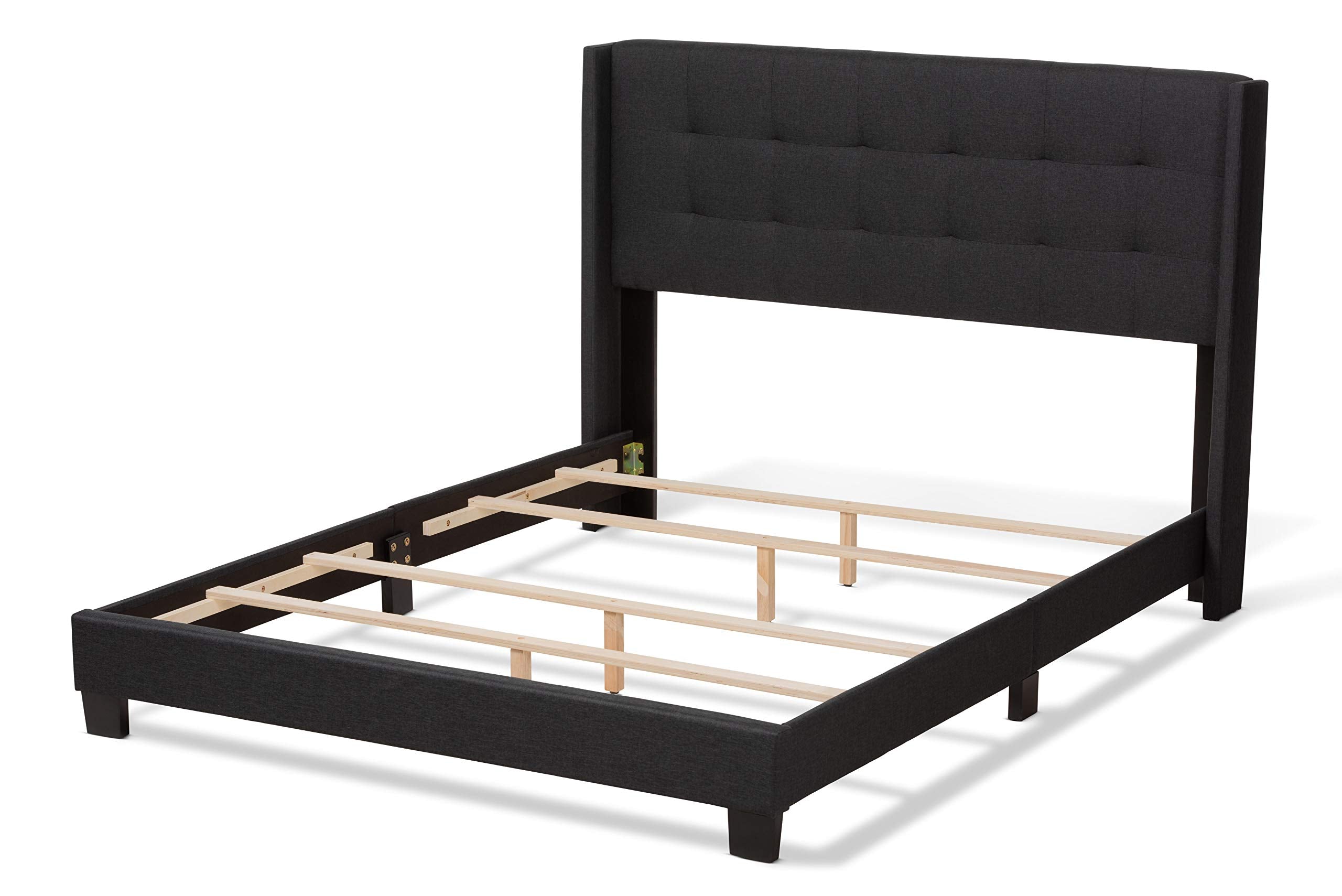 Baxton Studio Beds (Box Spring Required), King, Charcoal Grey