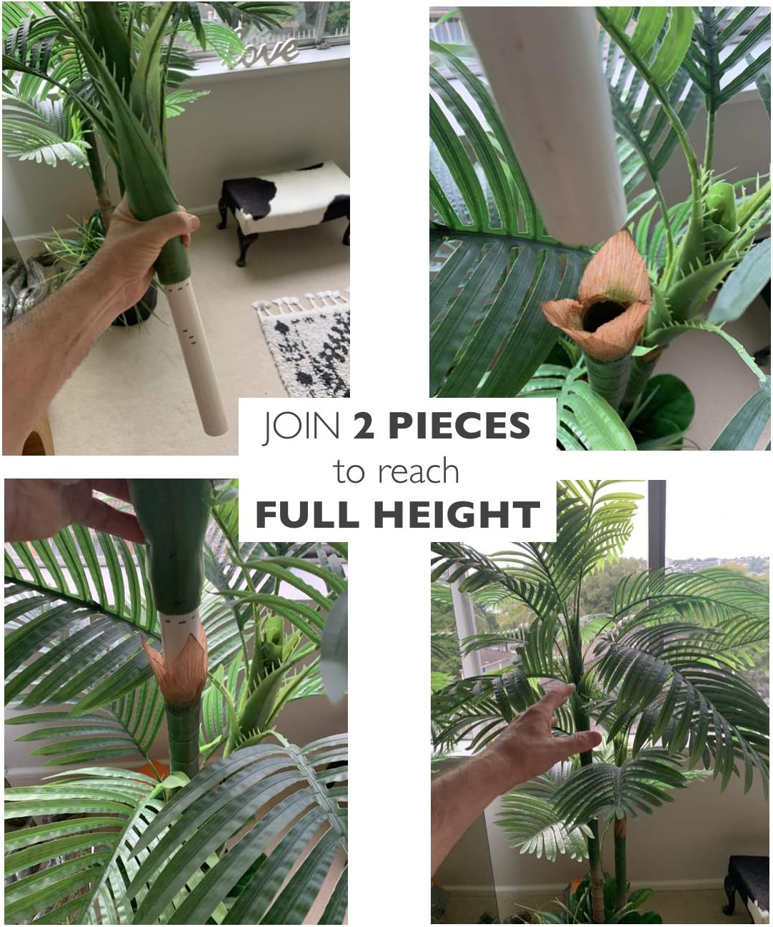 Deluxe 78" Golden Cane Palm Artificial Tree + Premium Fiddle Leaf Foliage