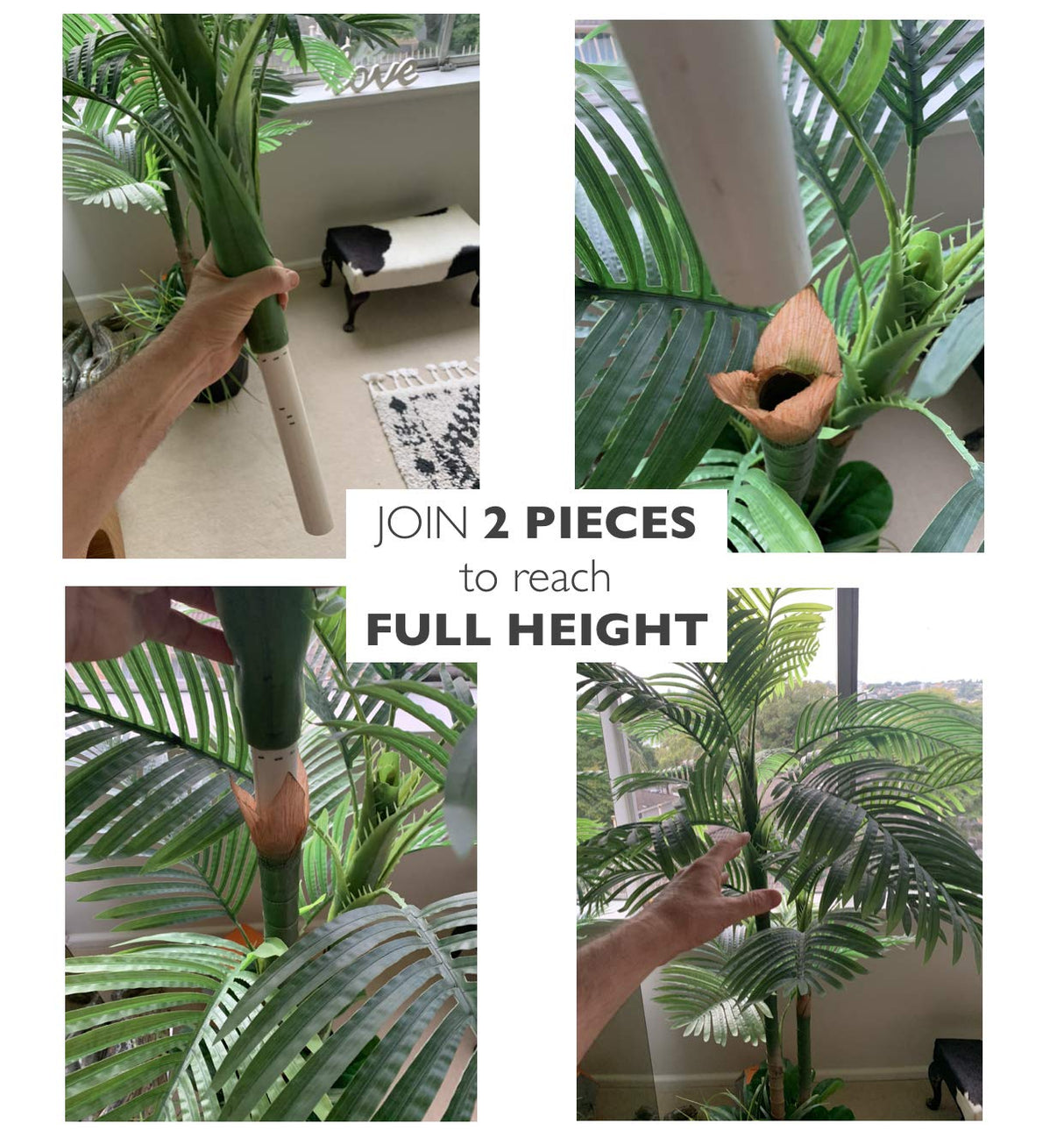 Deluxe 78" Golden Cane Palm Artificial Tree + Premium Fiddle Leaf Foliage