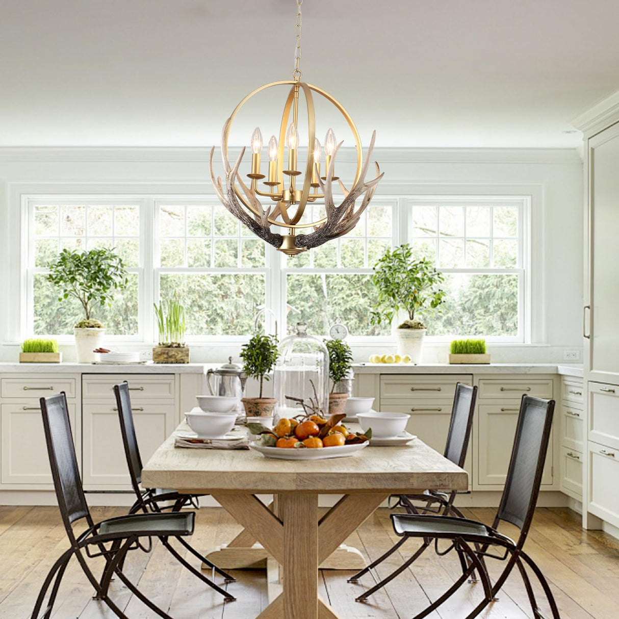 Gold Chandelier 5-Light Farmhouse Chandeliers for Dining Room Rustic Ceiling Light Fixture