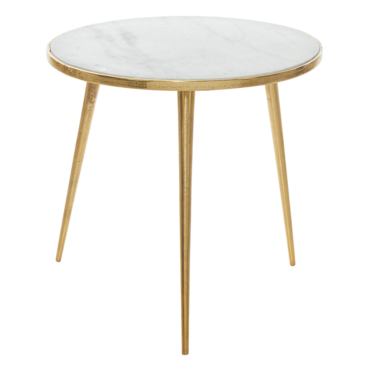 Aluminum Metal Side End Accent Table End Table with Marble Top