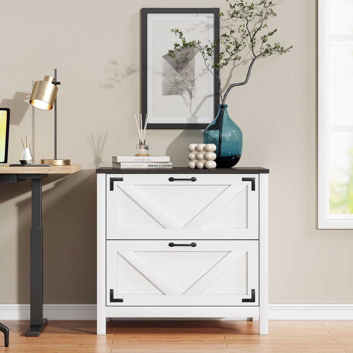 Farmhouse File Cabinet 2 Drawer - Lateral Filing Cabinet