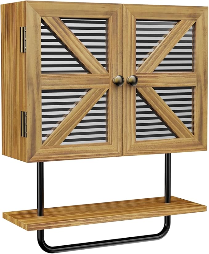 Small Bathroom Wall Cabinet, 17x21'' Farmhouse Medicine Cabinet Wall Mount