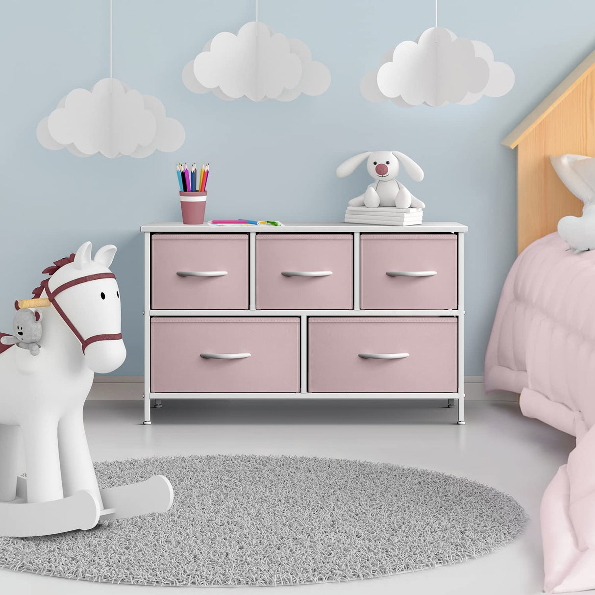 Kids Dresser with 5 Drawers - Storage Chest Organizer Unit