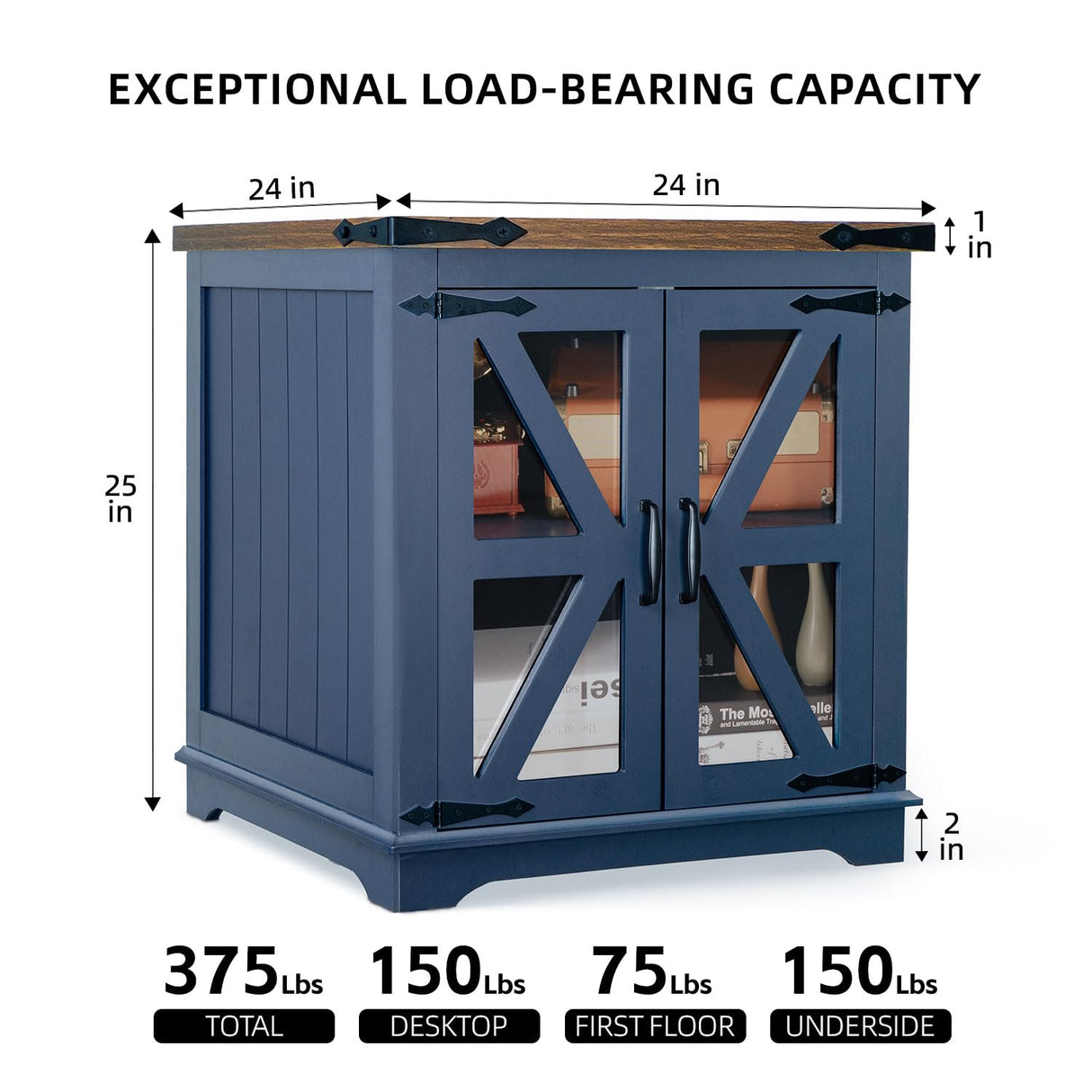 Wood Side Table Square Nightstand for Living Room