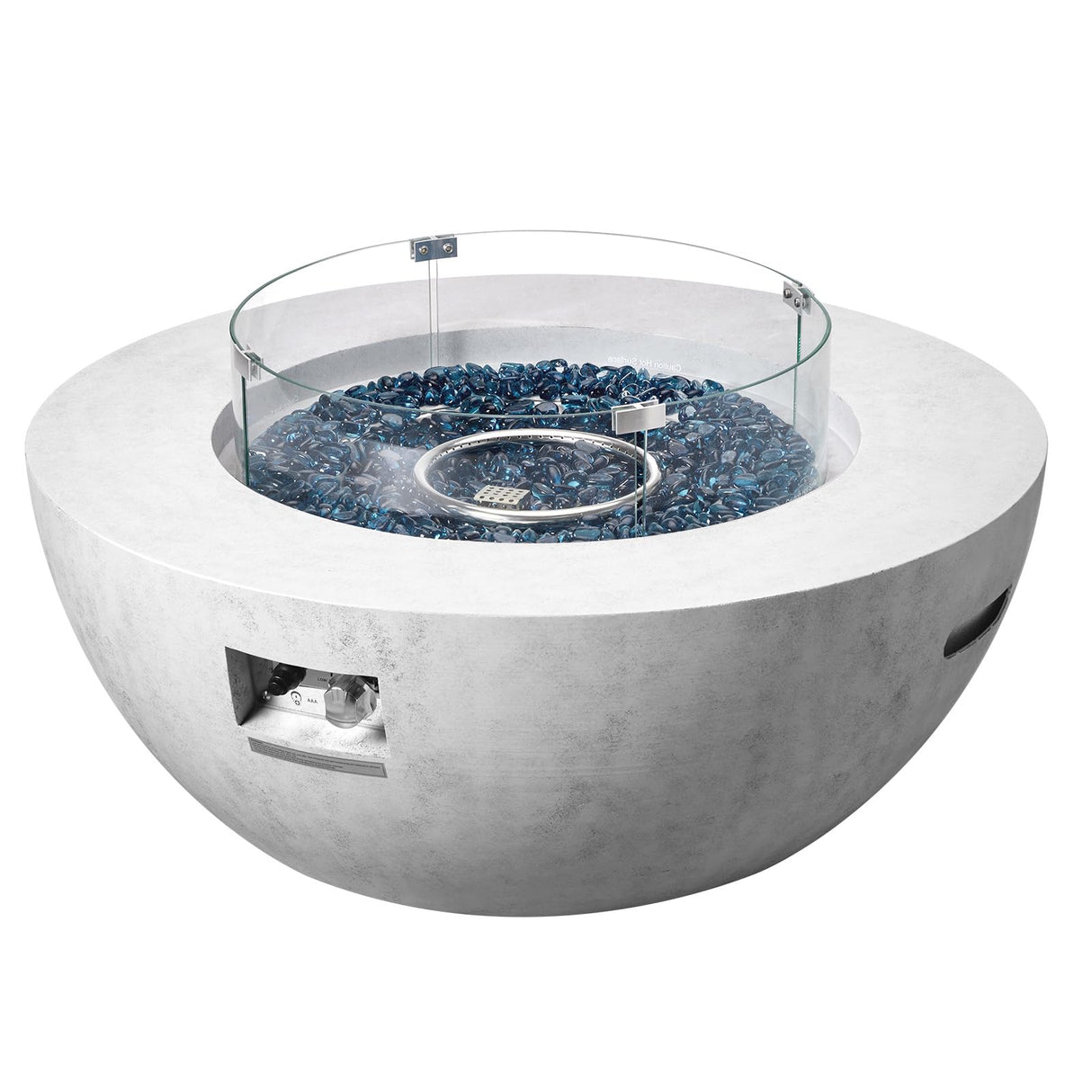 Propane Fire Pit, Outdoor Concrete Gas Fire Pit, 39 in Tabletop - Bircata