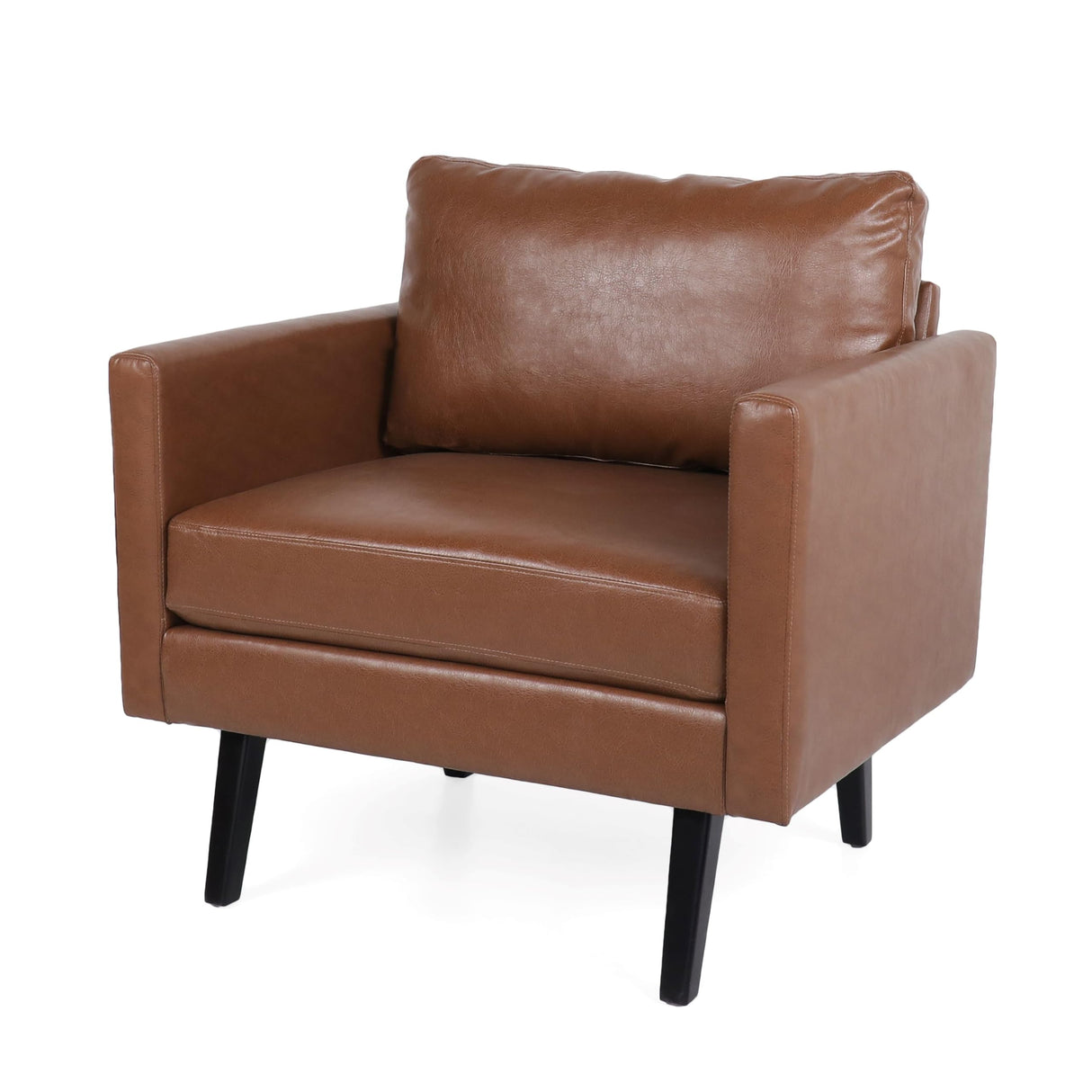 Chandler Club Chair, 34.75 "W x 30 "D x 33.75 "H, Cognac Brown + Dark Brown