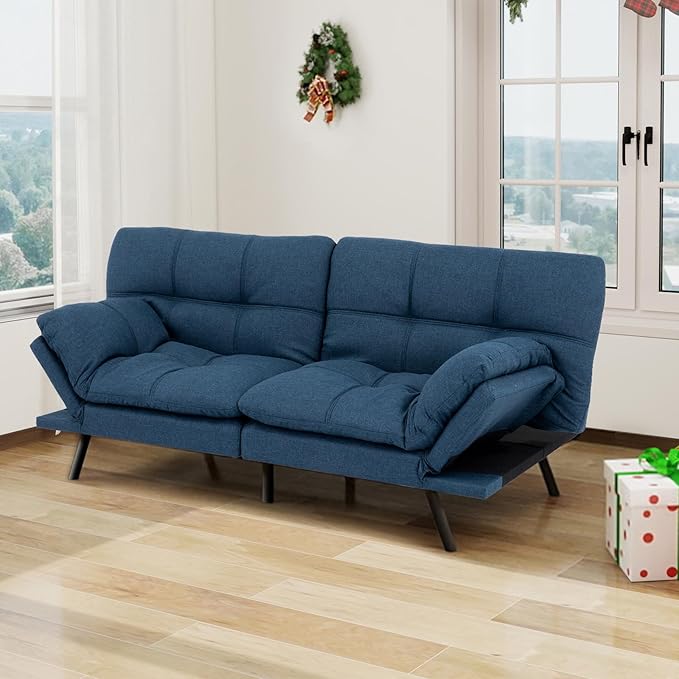 68" Futon Sofa Bed,Convertible Memory Foam Couch Bed