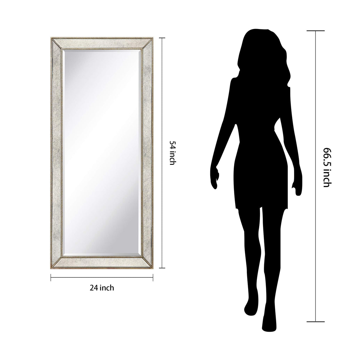 Solid Wood Frame Wall, Beveled Center Antique Mirror for Bathroom