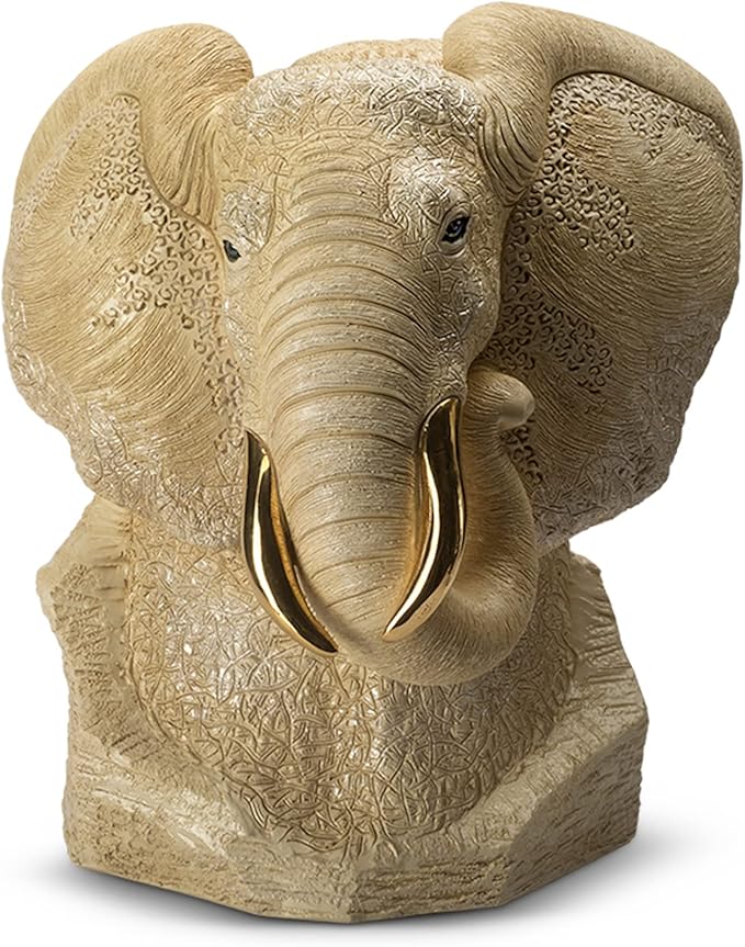 Handmade Sculpted Ceramic Large Black Elephant Bust Gallery Sized